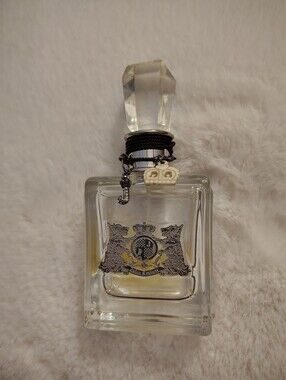 Vintage Juicy Couture Glass Perfume Bottle - Clear with Gold Accents